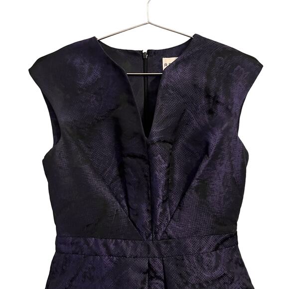 Reiss Evie Jacquard Fit & Flare Purplish Blue & Black Cocktail Dress, 6 - Picture 3 of 9